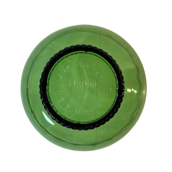 VTG EO Brody M2000 Scallop Edge Emerald Green Glass Ribbed Base Bulb Bowl 6.75" - Picture 7 of 11
